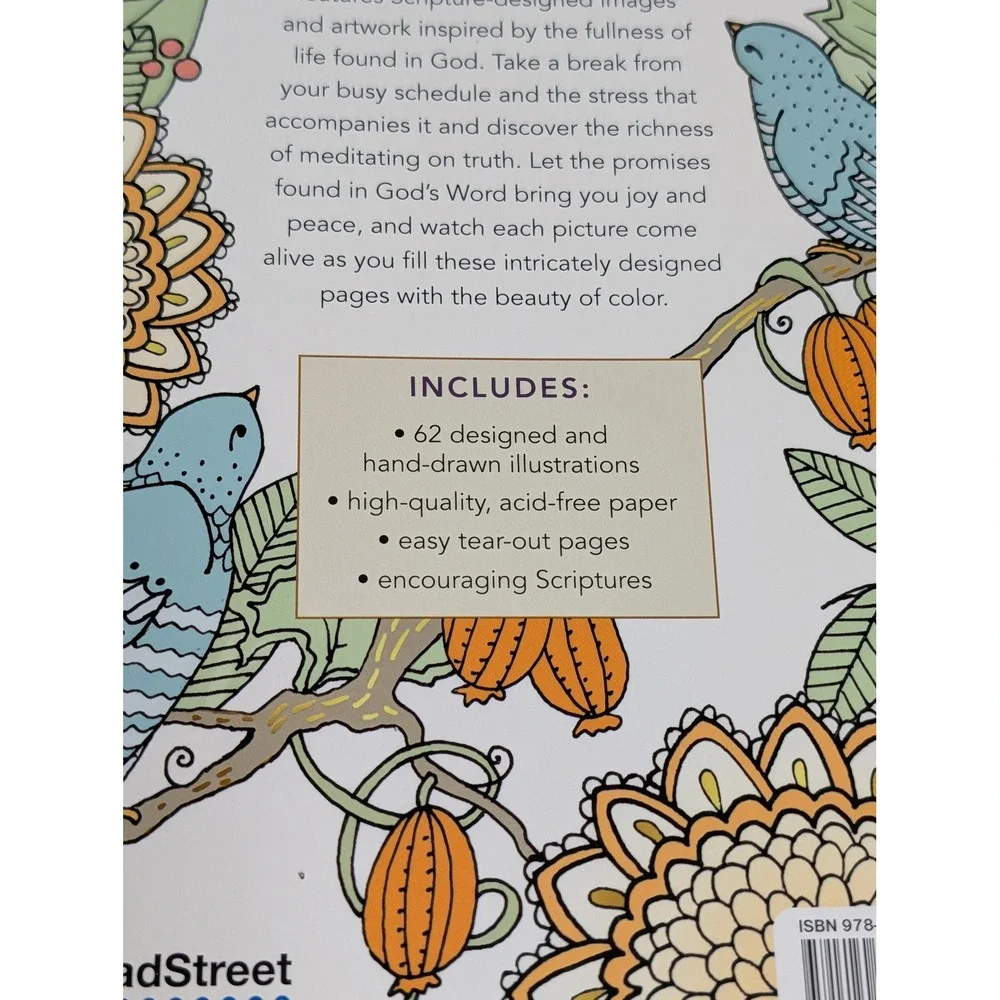 Amazing Grace Coloring‎ Book Scripture Designs Birds Flowers Tear Out Pages